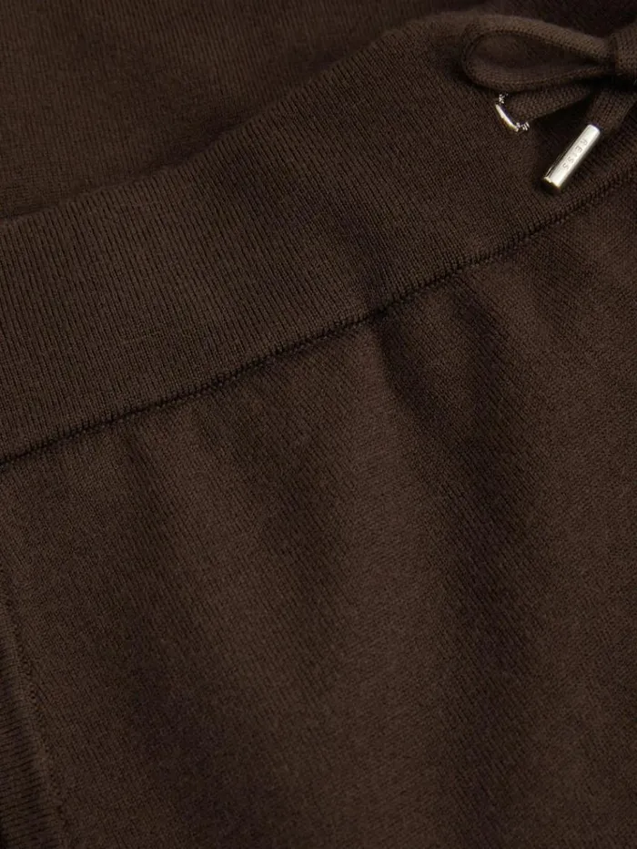 REISS Pants Men Merino Wool Blend Drawstring Joggers Coco Brown