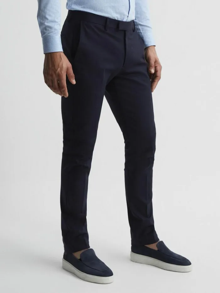 REISS Pants Men Slim Fit Chinos Navy