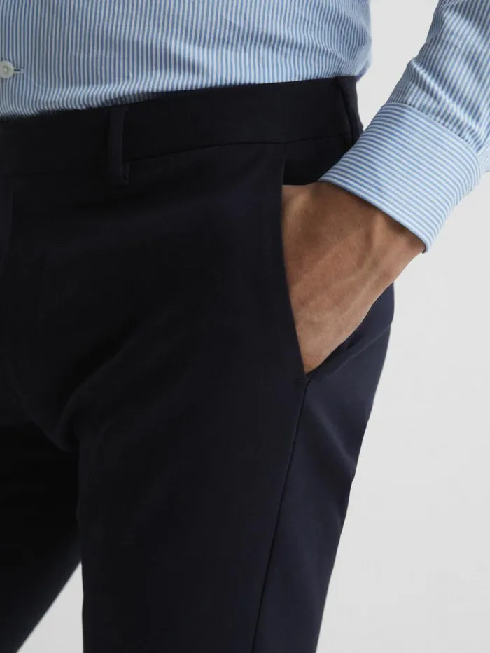 REISS Pants Men Slim Fit Chinos Navy