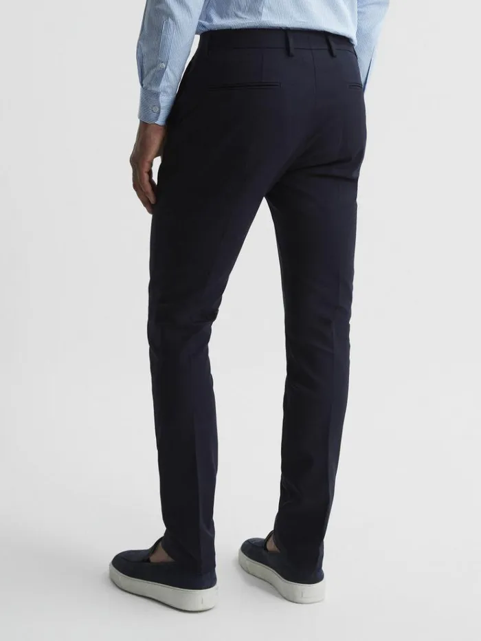 REISS Pants Men Slim Fit Chinos Navy