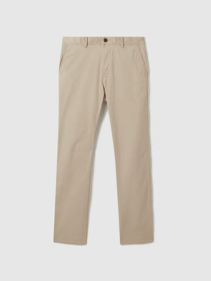 REISS Pants Men Slim Fit Washed Cotton Blend Chinos Stone