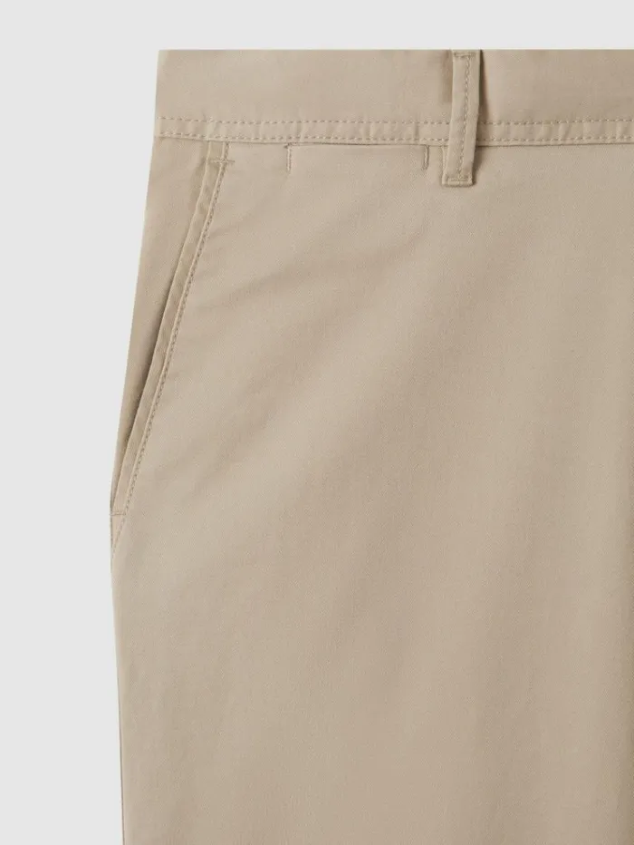 REISS Pants Men Slim Fit Washed Cotton Blend Chinos Stone