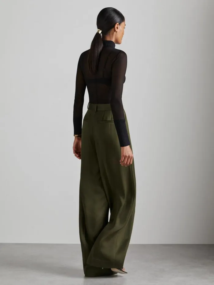 REISS Pants Women Atelier PleatedCrepe Suit Trousers Green