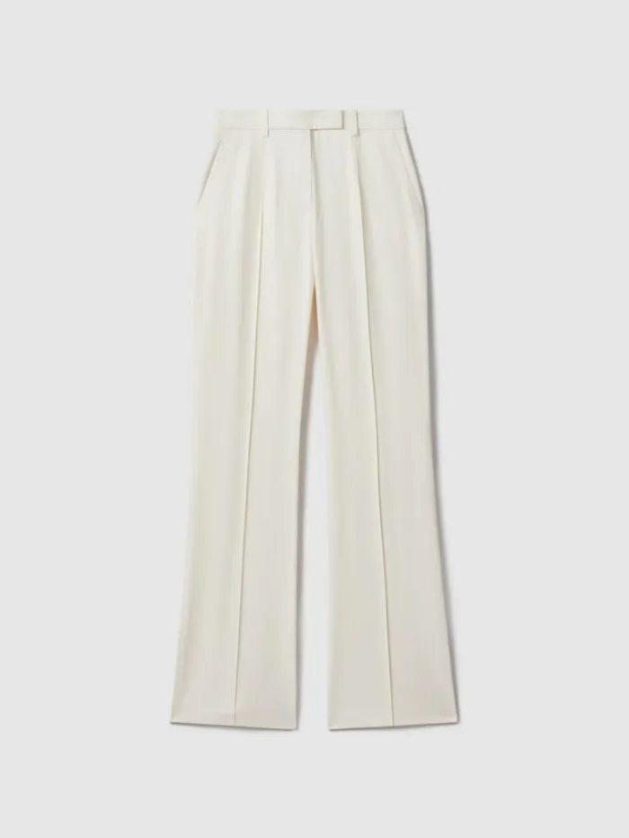 REISS Pants Women Flared Suit Trousers Cream