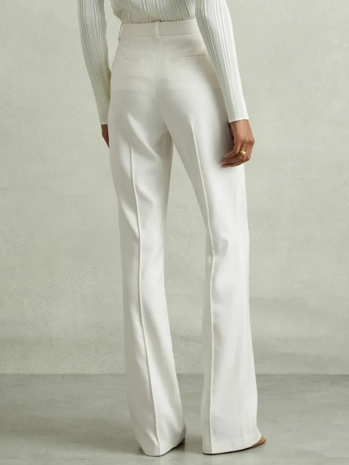 REISS Pants Women Flared Suit Trousers Cream