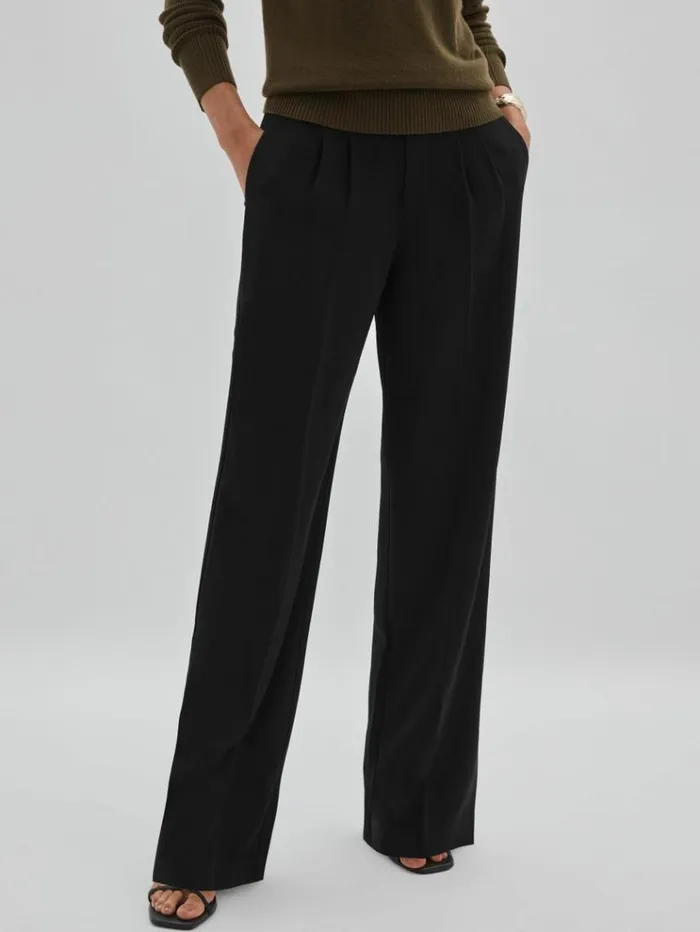 REISS Pants Women Paige HighRise Twill Trousers Black