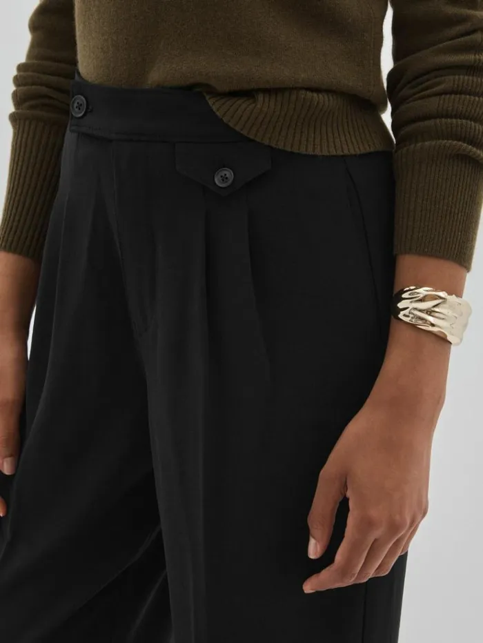 REISS Pants Women Paige HighRise Twill Trousers Black