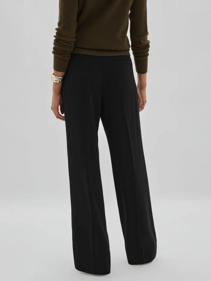 REISS Pants Women Paige HighRise Twill Trousers Black