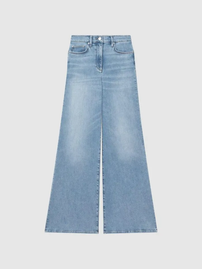 REISS Pants Women Palazzo Jeans Light Blue