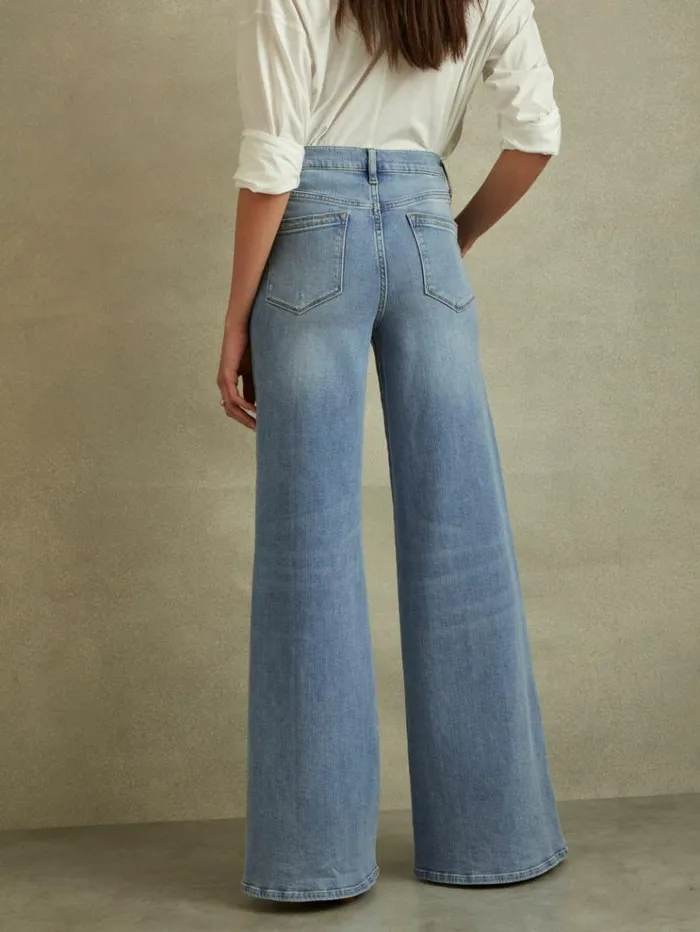 REISS Pants Women Palazzo Jeans Light Blue