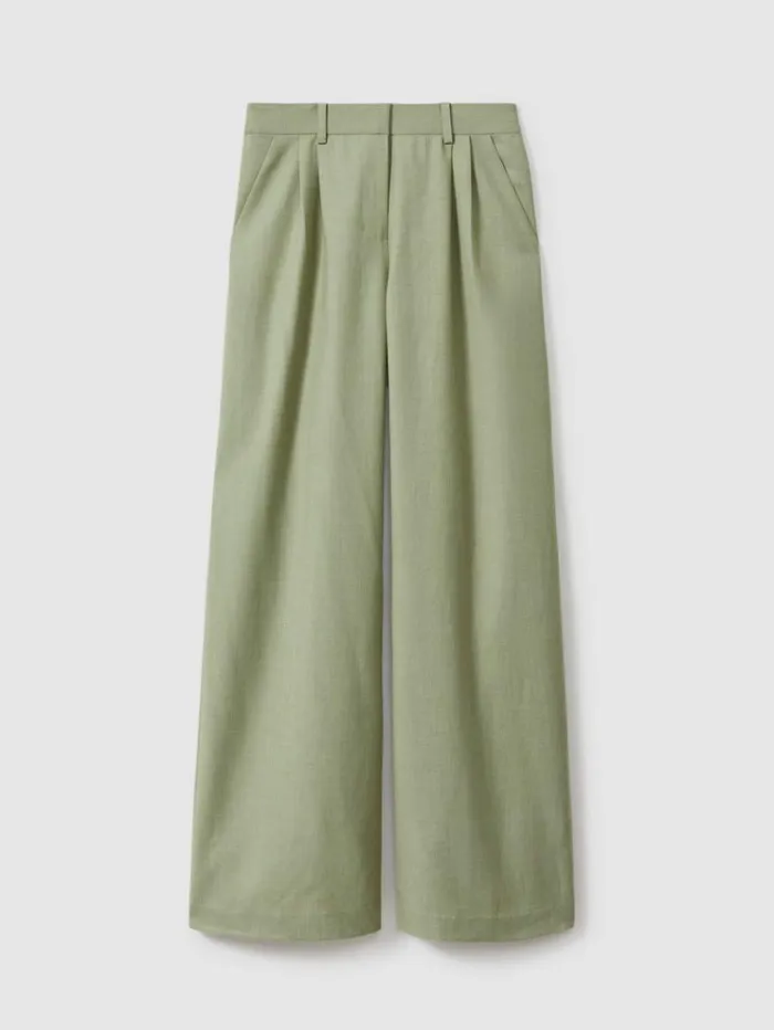 REISS Pants Women Significant Other Wide Leg Trousers Sage