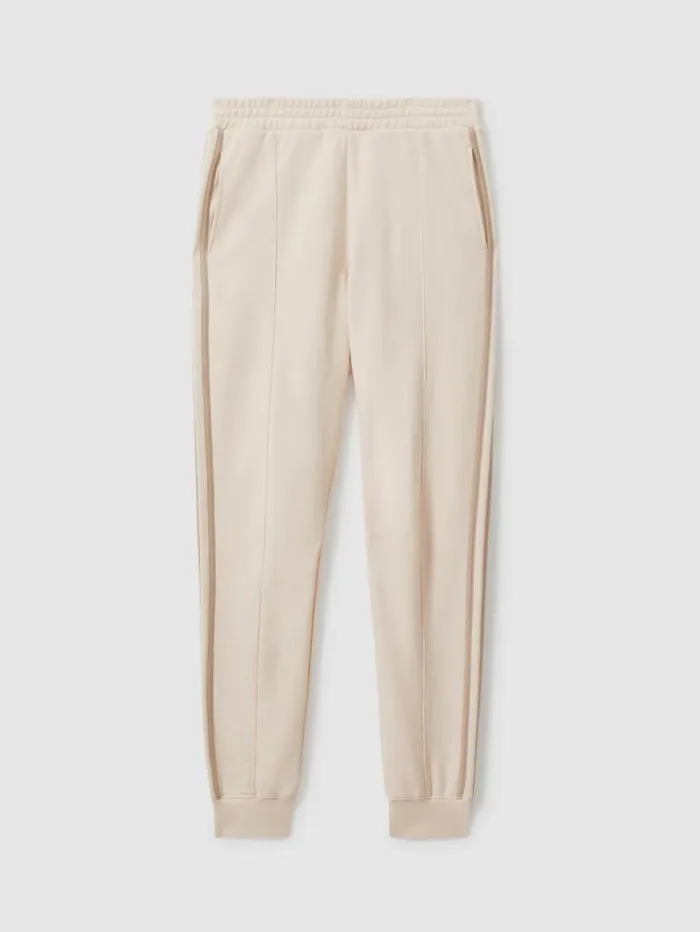 REISS Pants Women The Upside Cotton Side Stripe Joggers Cream