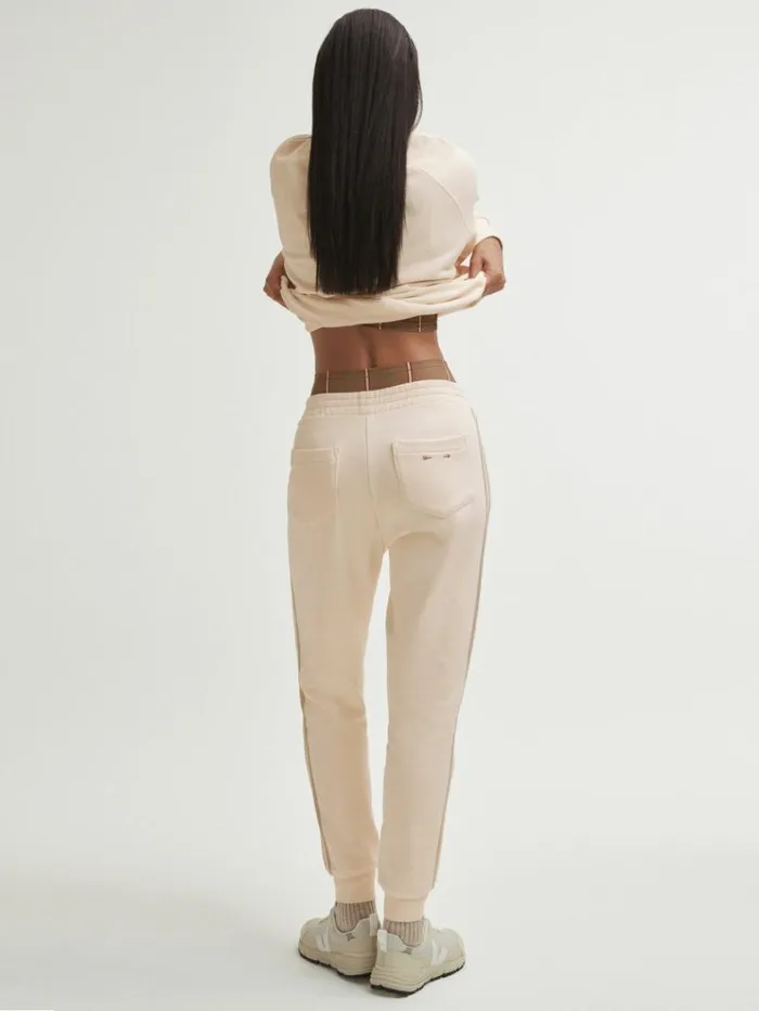 REISS Pants Women The Upside Cotton Side Stripe Joggers Cream