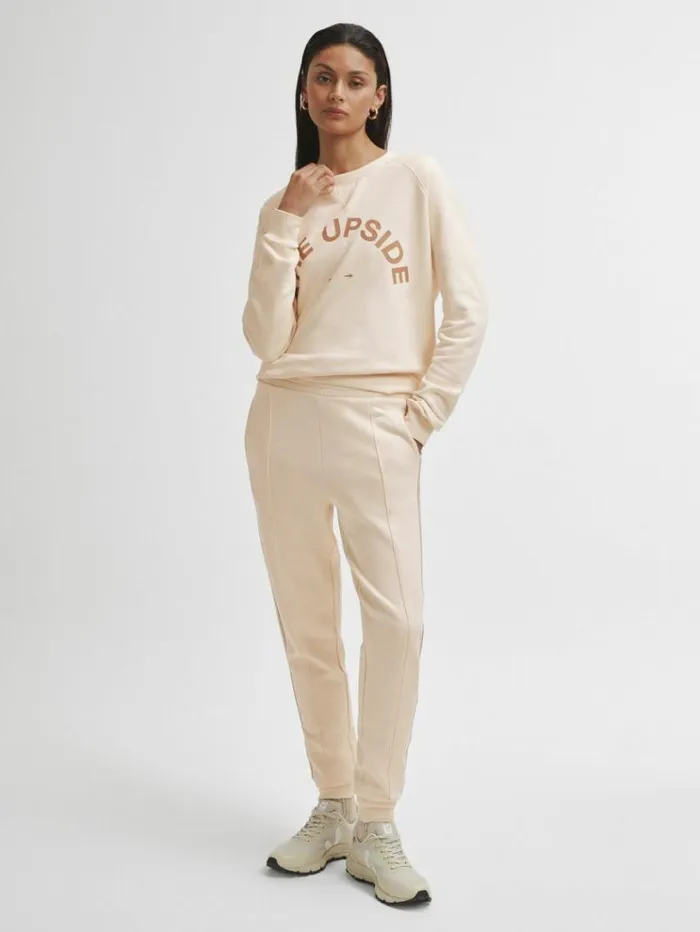 REISS Pants Women The Upside Cotton Side Stripe Joggers Cream