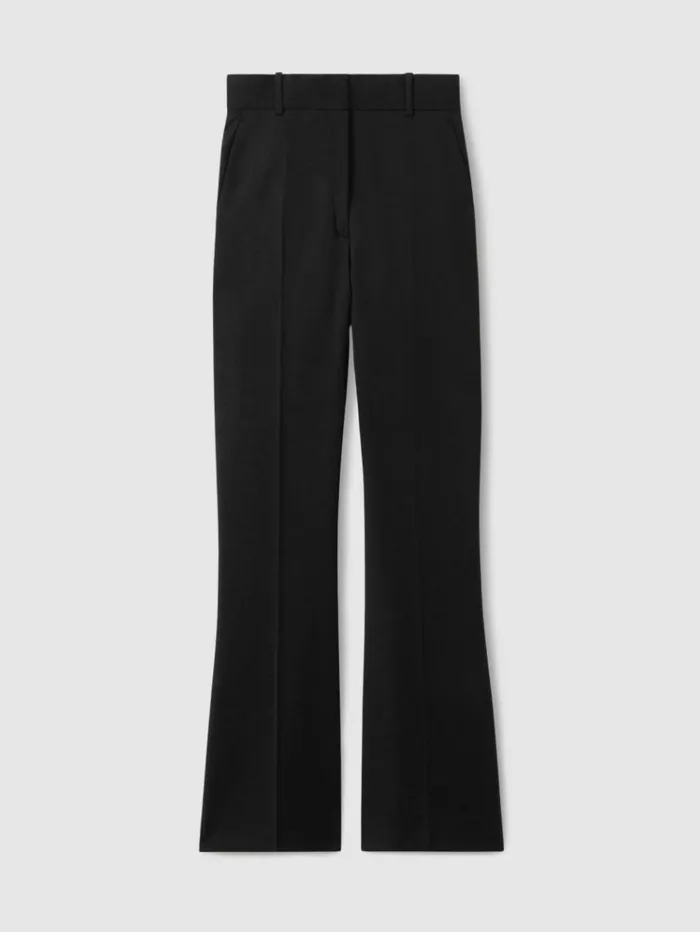 REISS Pants Women WoolBlend Tailored Flared Suit Trousers Black