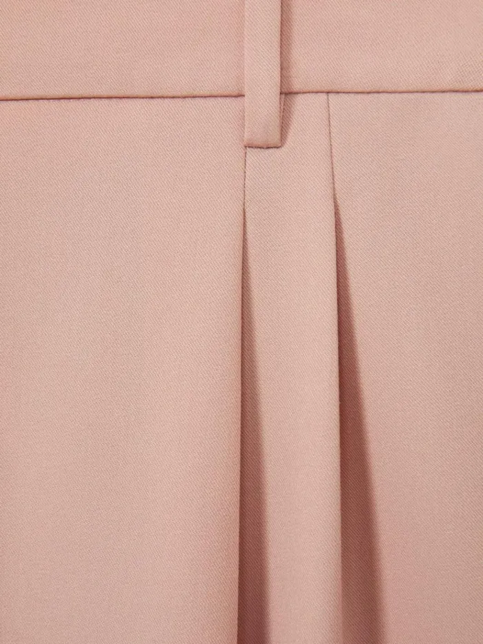 REISS Petite Women Double Pleat Wide Leg Trousers Pink