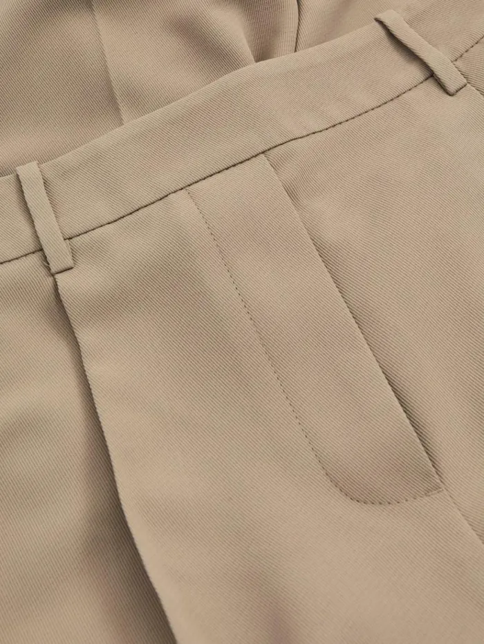 REISS Petite Women Front Pleat Tapered Trousers Mink Neutral
