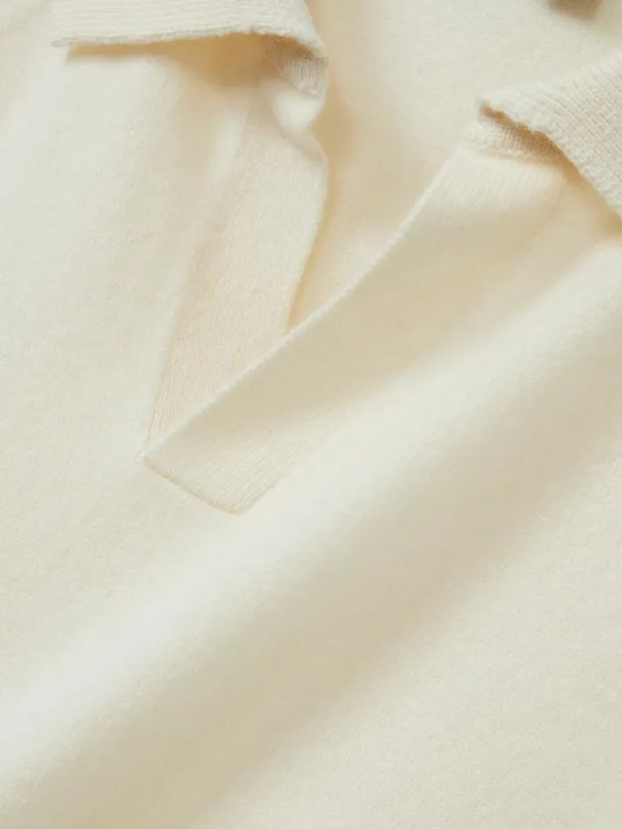 REISS Polo Shirts Men WoolCashmere OpenCollar Polo Shirt Ivory