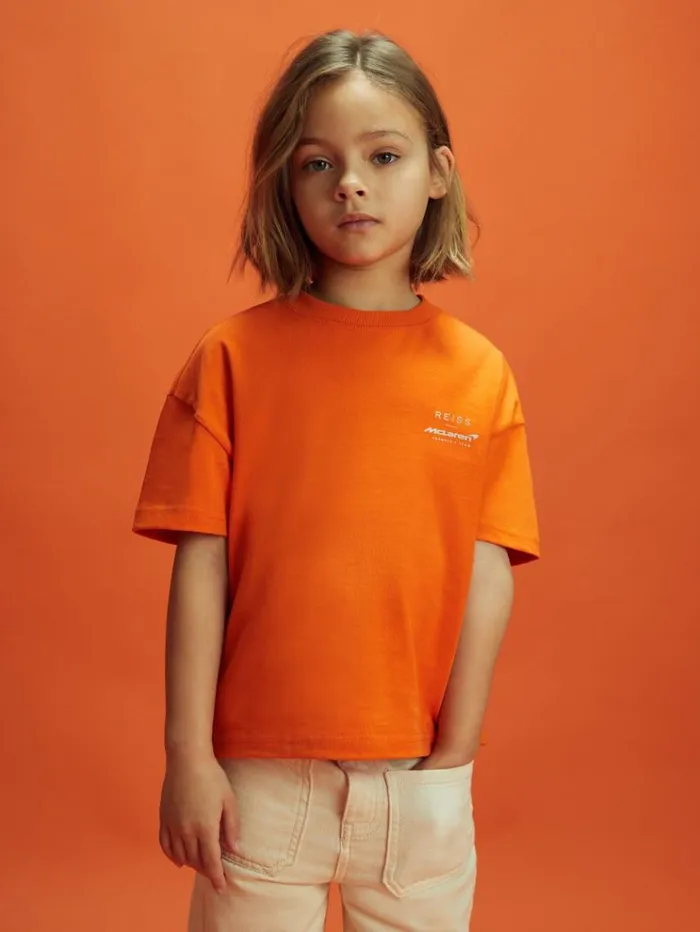 REISS Reiss X Mclaren F1 Team Children McLaren F1 Oversized Cotton Crew Neck TShirt Papaya