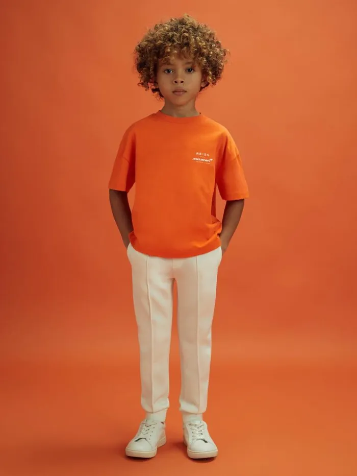 REISS Reiss X Mclaren F1 Team Children McLaren F1 Oversized Cotton Crew Neck TShirt Papaya