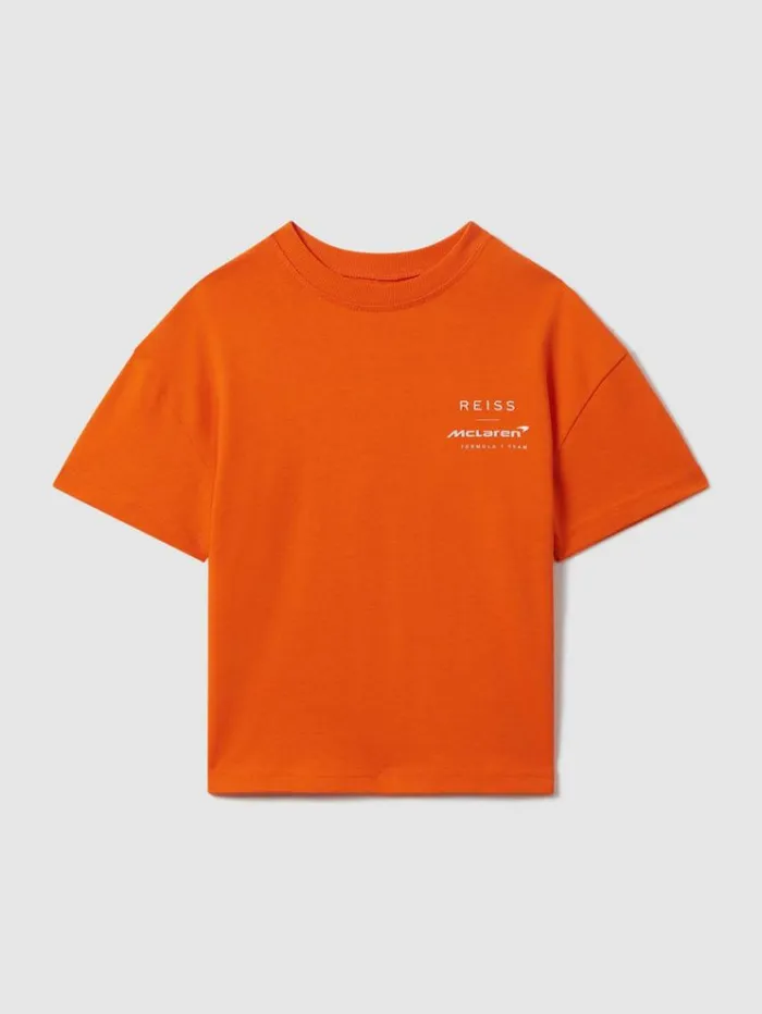 REISS Reiss X Mclaren F1 Team Children McLaren F1 Oversized Cotton Crew Neck TShirt Papaya