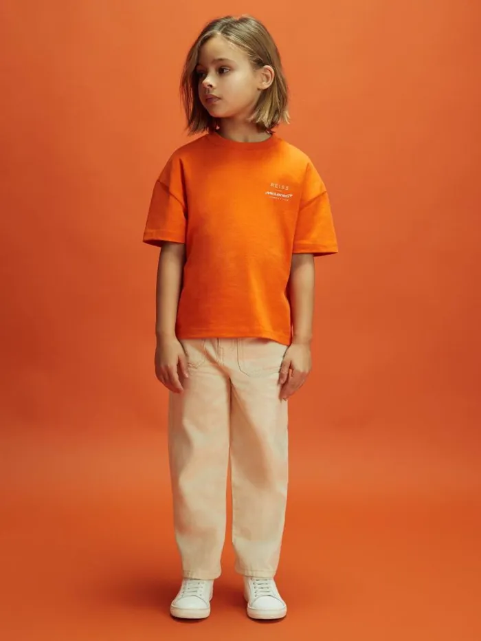 REISS Reiss X Mclaren F1 Team Children McLaren F1 Oversized Cotton Crew Neck TShirt Papaya