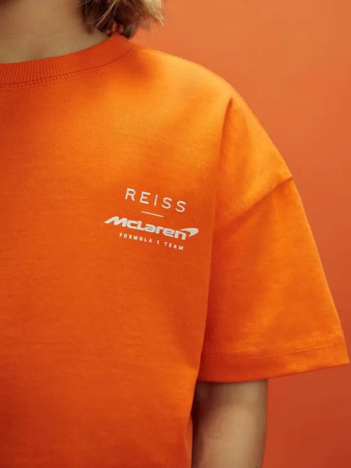 REISS Reiss X Mclaren F1 Team Children McLaren F1 Oversized Cotton Crew Neck TShirt Papaya