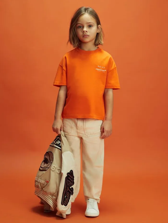 REISS Reiss X Mclaren F1 Team Children McLaren F1 Oversized Cotton Crew Neck TShirt Papaya