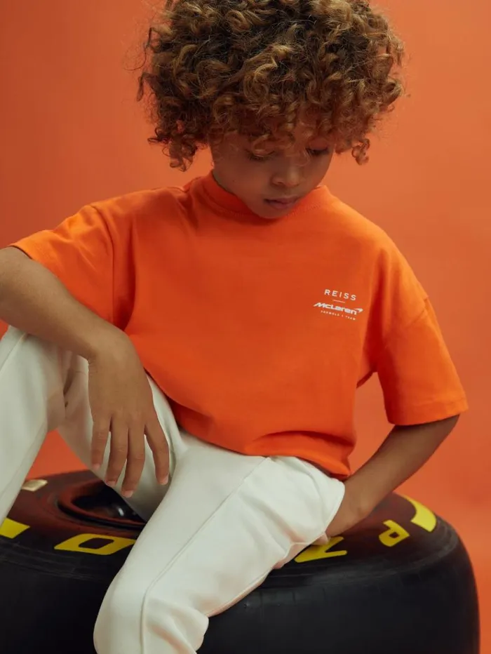 REISS Reiss X Mclaren F1 Team Children McLaren F1 Oversized Cotton Crew Neck TShirt Papaya