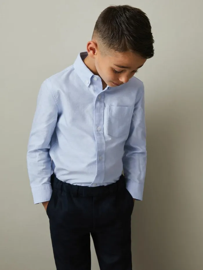 REISS Shirts Children 100 Oxford Cotton Shirt Soft Blue