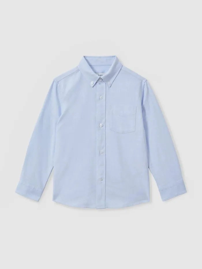 REISS Shirts Children 100 Oxford Cotton Shirt Soft Blue
