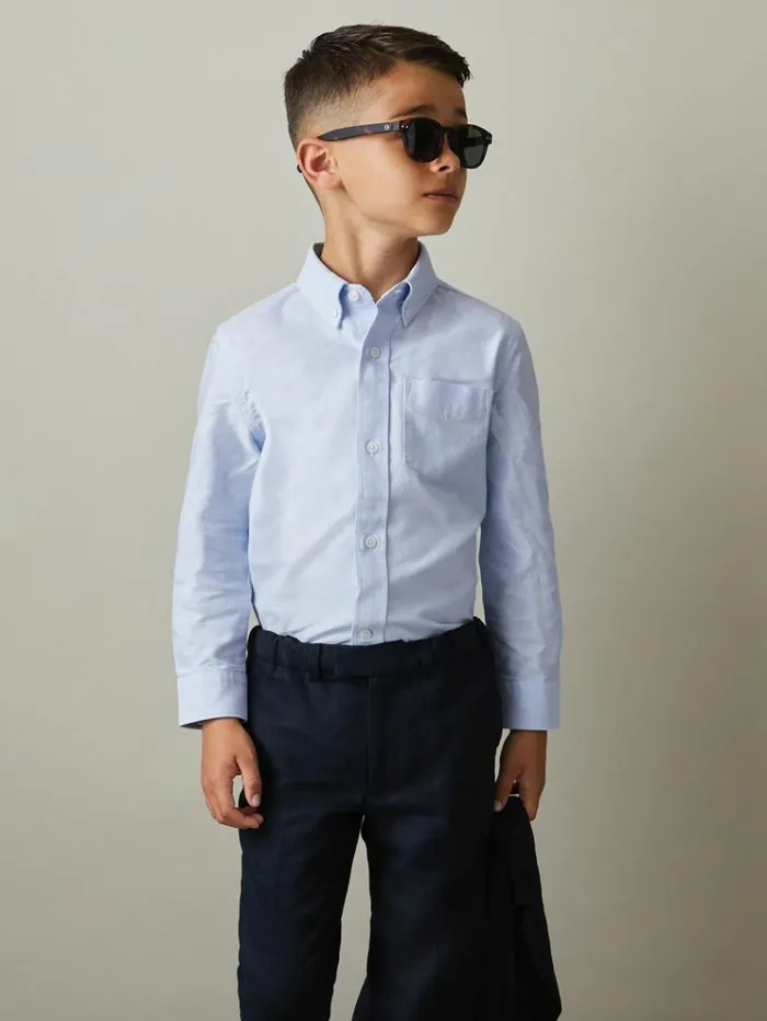 REISS Shirts Children 100 Oxford Cotton Shirt Soft Blue