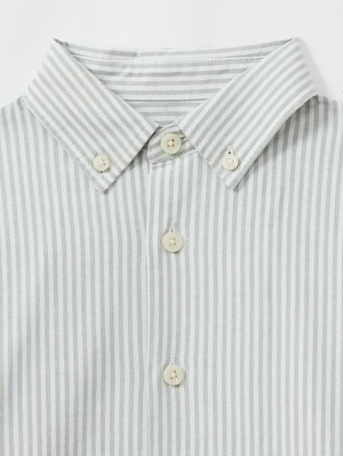 REISS Shirts Children Cotton Striped Oxford Shirt Greenoffwhite