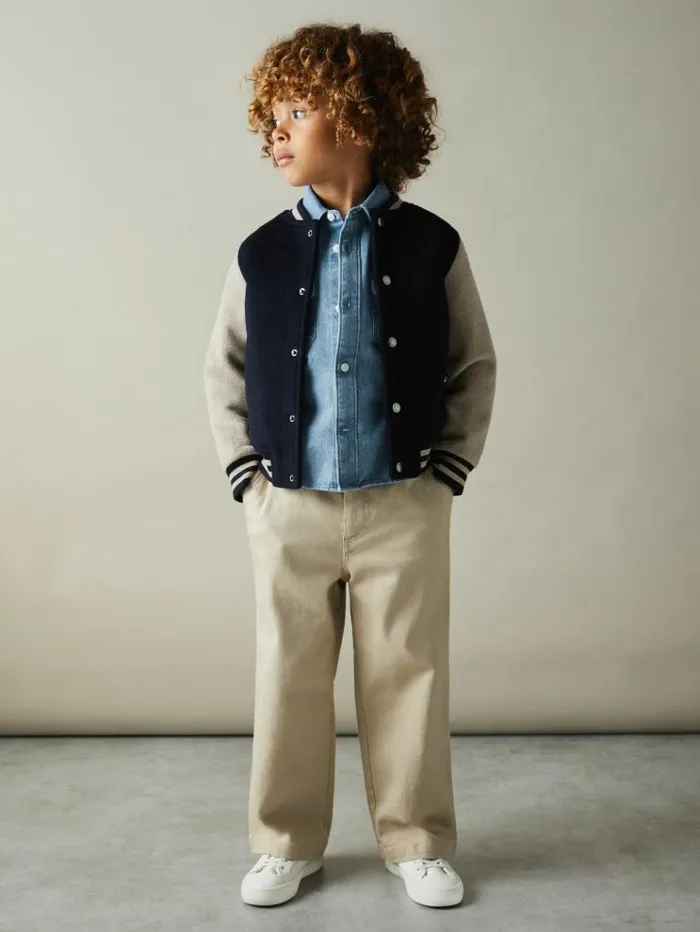 REISS Shirts Children Denim Overshirt Mid Blue