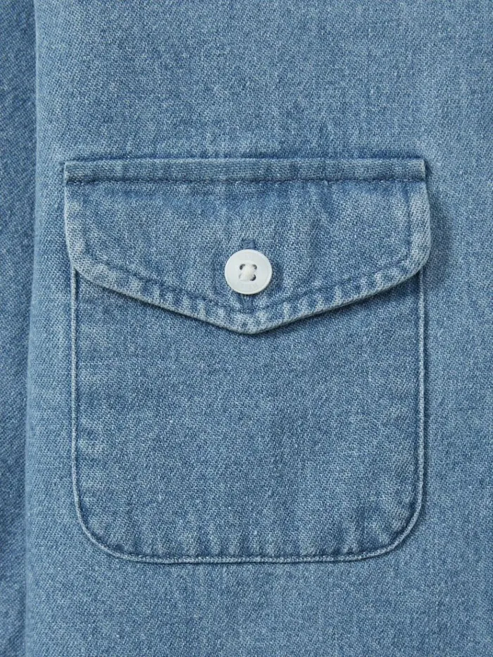 REISS Shirts Children Denim Overshirt Mid Blue