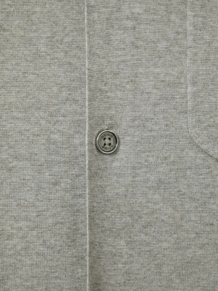 REISS Shirts Men Knitted Cuban Collar Shirt Soft Grey Melange