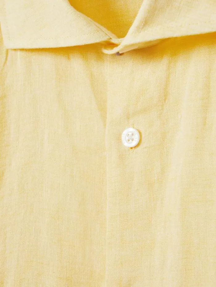 REISS Shirts Men Linen Button Through Shirt Melon