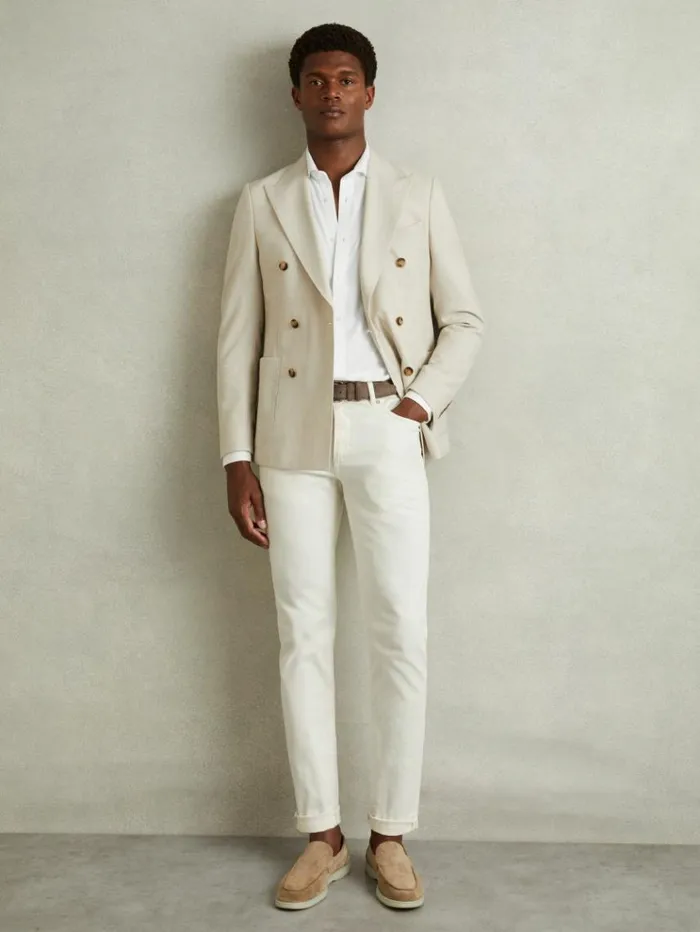 REISS Shirts Men Modal Blend Cutaway Collar Shirt White