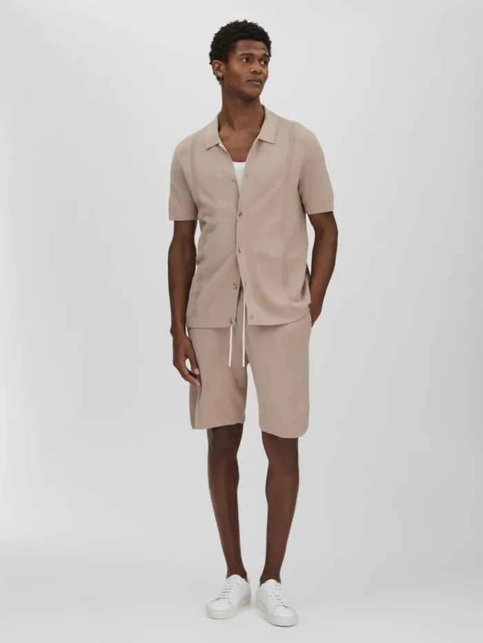 REISS Shirts Men Paige CottonLinen Knitted Shirt Mocha