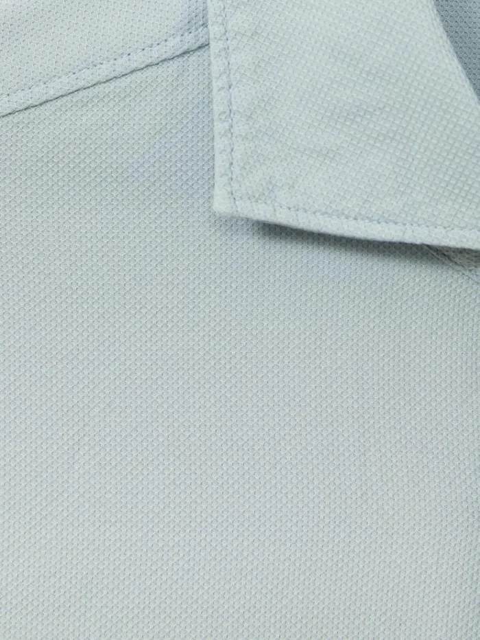 REISS Shirts Men Textured Garment Dyed ButtonThrough Shirt Soft Blue