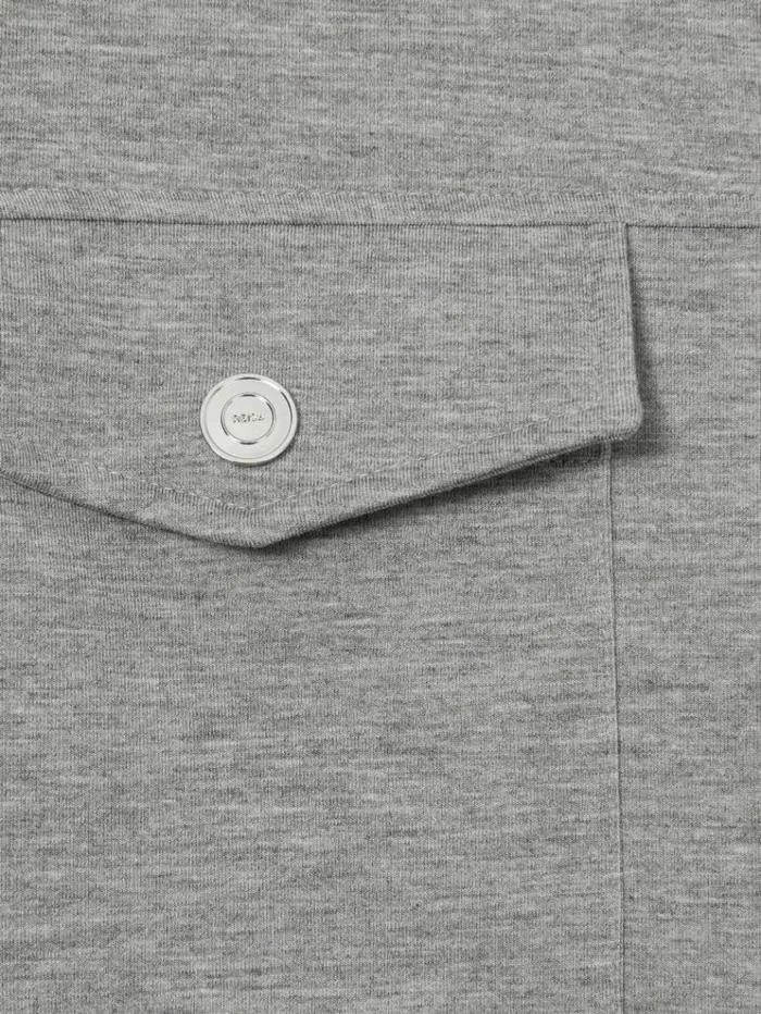REISS Shirts Men Zipped InterlockJersey Overshirt Grey Melange