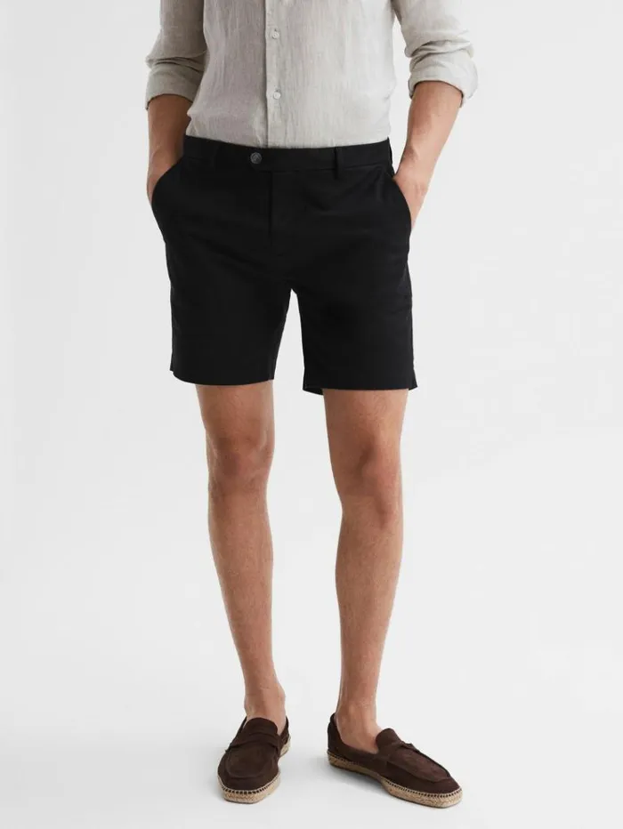 REISS Shorts Men Short Length Casual Chino Shorts Black