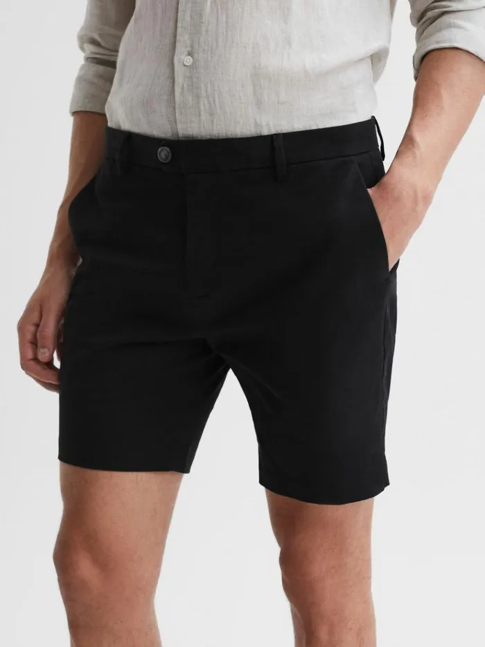 REISS Shorts Men Short Length Casual Chino Shorts Black