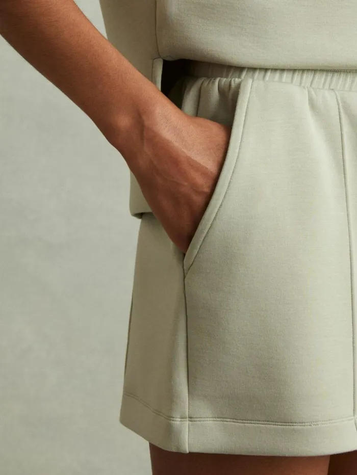 REISS Shorts Women Drawstring Jersey Shorts Sage