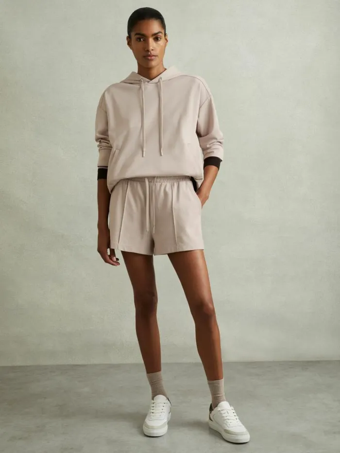 REISS Shorts Women Drawstring Jersey Shorts Stone