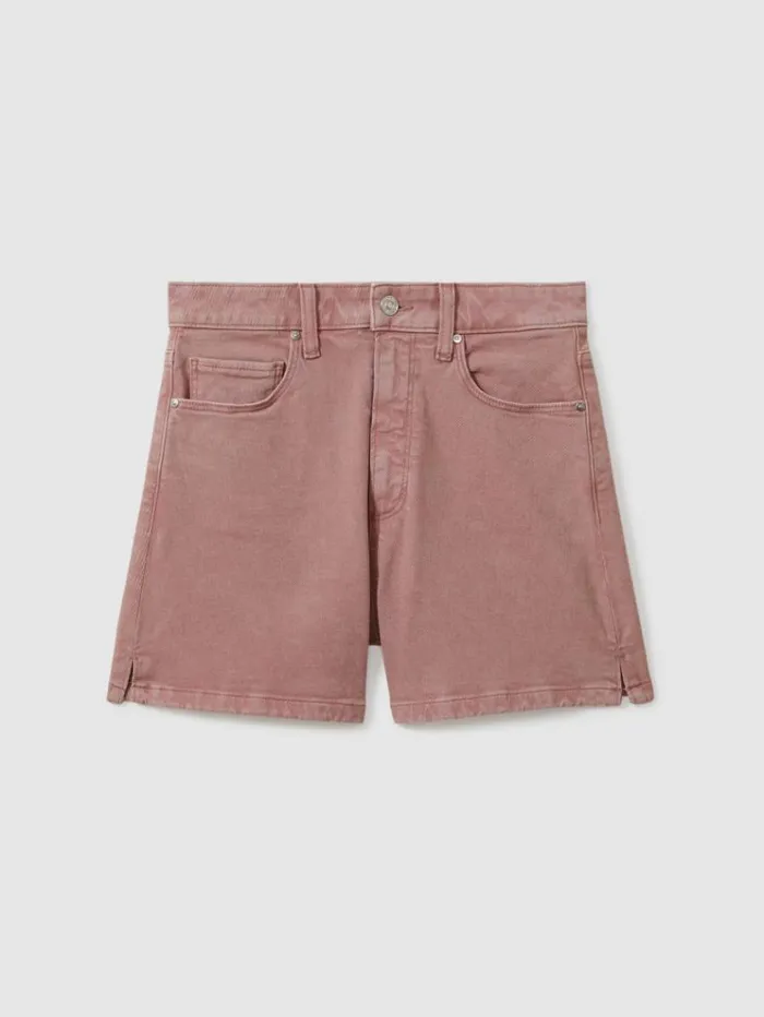 REISS Shorts Women Paige High Rise Denim Shorts Blush