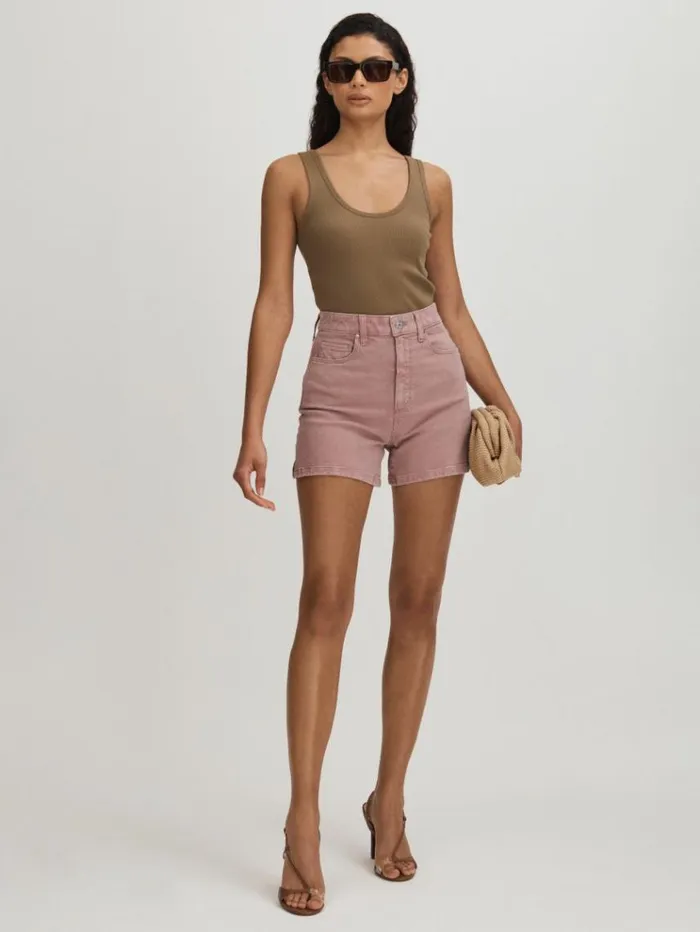 REISS Shorts Women Paige High Rise Denim Shorts Blush