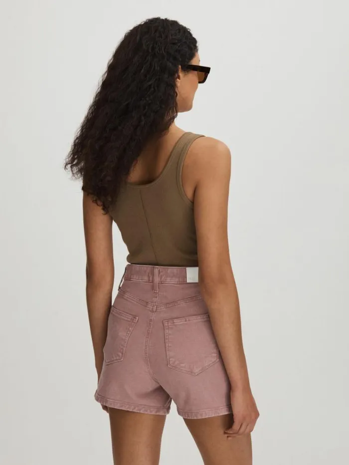 REISS Shorts Women Paige High Rise Denim Shorts Blush