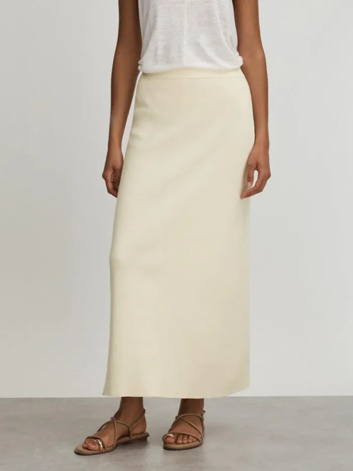 REISS Skirts Women Anna Quan Knitted Cotton Midi Skirt White
