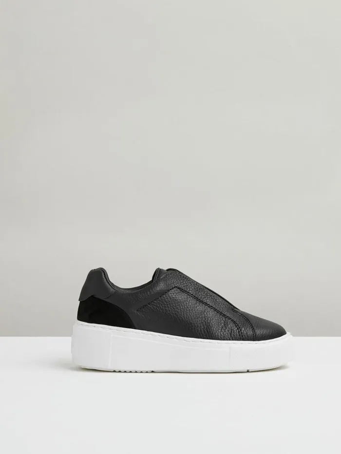 REISS Sneakers Women Leather SlipOn Trainers Black